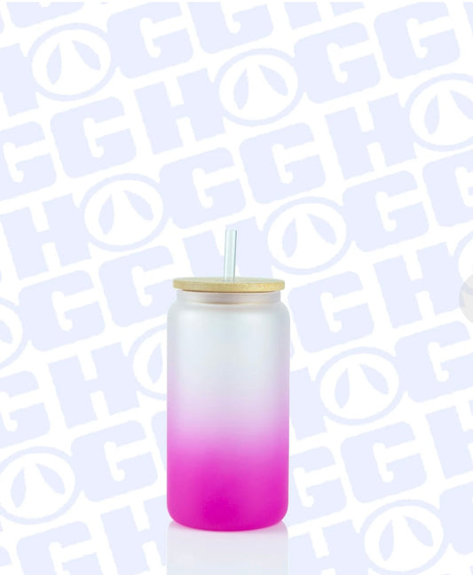 Frosted pink 16oz glass