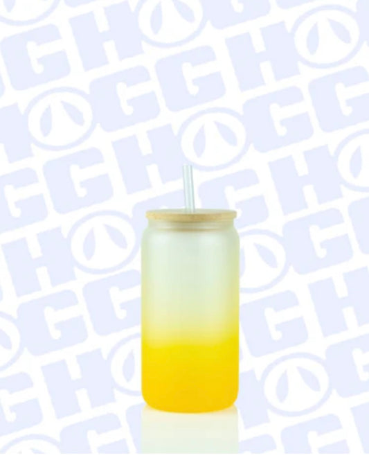 Frosted yellow 16oz glass