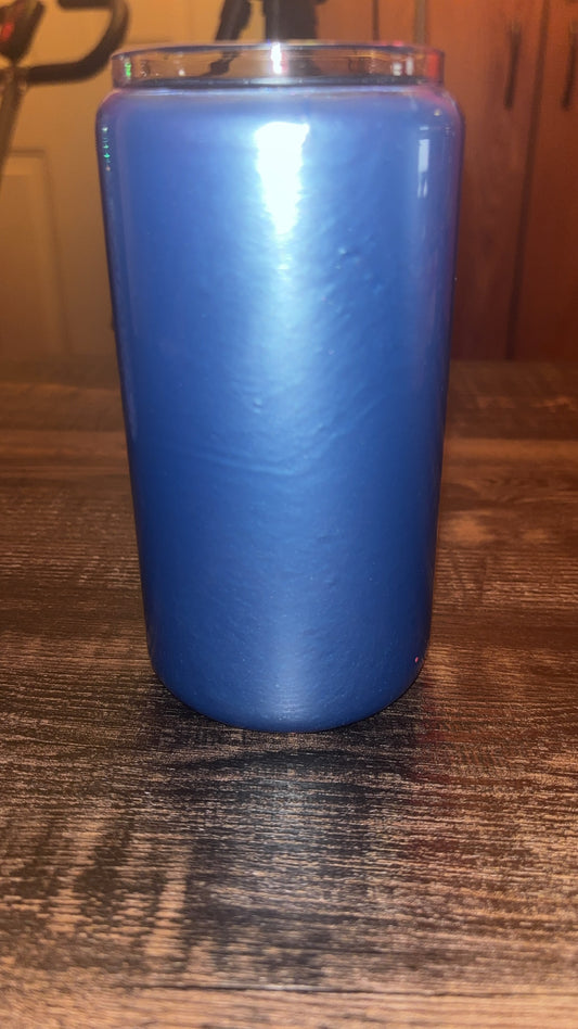 Blue mica 16oz glass